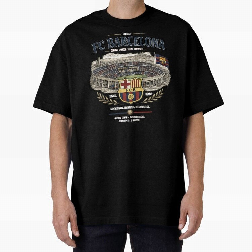 FC Barcelona Vintage Football Streetwear Oversized T-Shirt Celebrate Football Heritage in the FIFA World Cup 2026 Group Stage Journey through Messi Highlights, Argentina, France and Brazil Pride, Classic Soccer Heritage, Championship Pressure, Fan