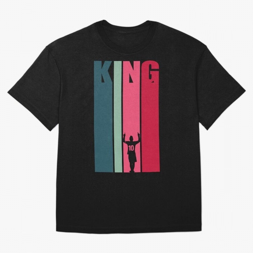 Soccer's King. Oversized T-Shirt Follow the Road to FIFA World Cup 2026 USA Canada Mexico Capturing Messi, Neymar and Mbappe, Spain Energy, Championship Spirit, Famous Goals, Roaring Crowds and International Football Unity; Created for Match Day