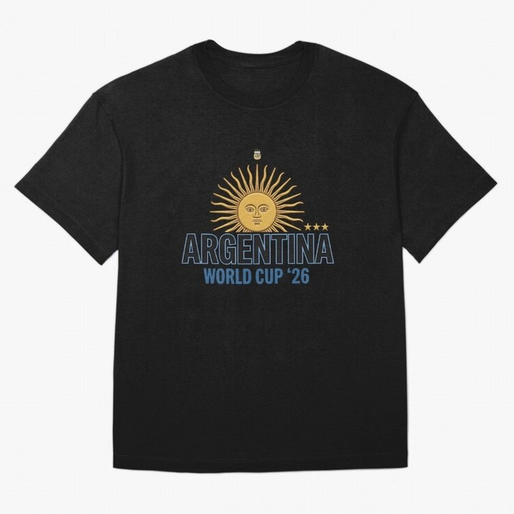 Argentina Football Sun of May - World Cup 2026 Gold Edition Essential T-Shirt Embrace FIFA World Cup 2026 USA Canada Mexico Spirit, Driven by Portugal, Spain and Germany, Haaland and Mbappe, Fan Favorite Moments, National Team Passion, Big Match
