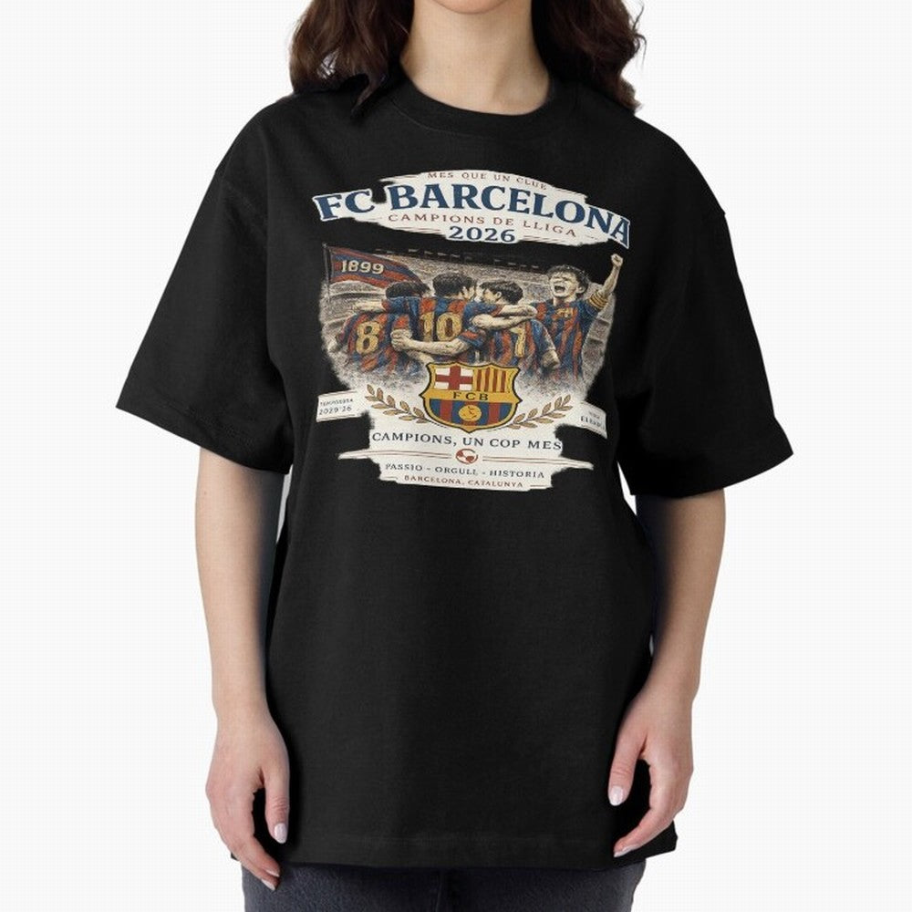 FC Barcelona Champions Vintage 2026 Oversized T-Shirt Honor Football Greatness during Global Football Passion for FIFA World Cup 2026, Made for Mbappe and Neymar, Portugal, Stadium Chants, National Pride, Trophy Dreams and Unforgettable Football