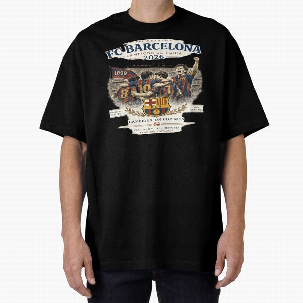 FC Barcelona Champions Vintage 2026 Oversized T-Shirt Honor Football Greatness during Global Football Passion for FIFA World Cup 2026, Made for Mbappe and Neymar, Portugal, Stadium Chants, National Pride, Trophy Dreams and Unforgettable Football