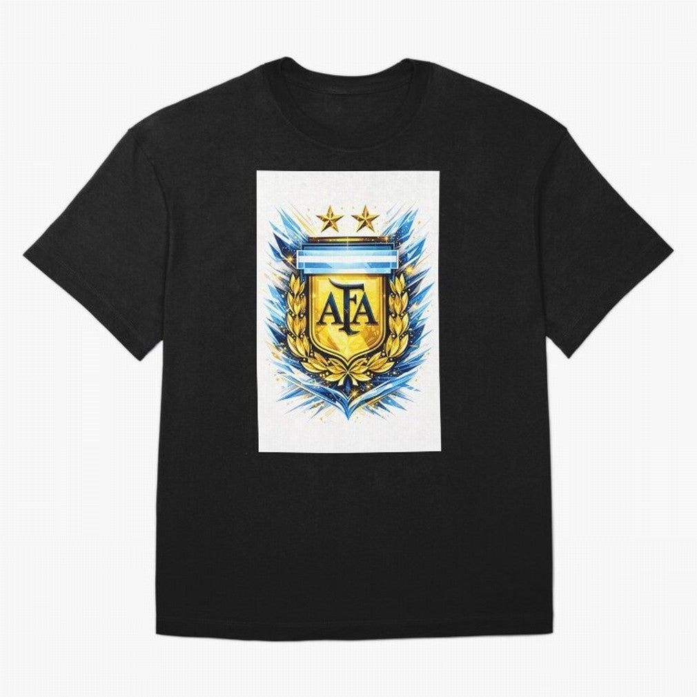 Argentina champions AFA crest gold blue soccer design Oversized T-Shirt Celebrate Soccer Greatness during FIFA World Cup 2026 USA Canada Mexico for Fans of Messi, CR7 and Mbappe and Spain and Netherlands, Bringing Retro Football Energy, Iconic