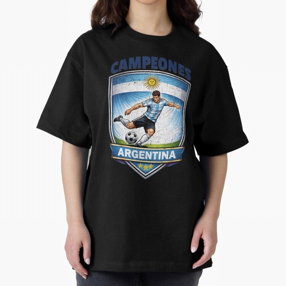 Argentina Vintage Soccer Badge - Campeones 3 Stars Essential T-Shirt Join the Countdown to Match Day Hype around FIFA World Cup 2026, CR7, Spain, Supporter Pride, Iconic Celebrations, Legendary Names and Global Match Day Energy; Perfect for Fans,