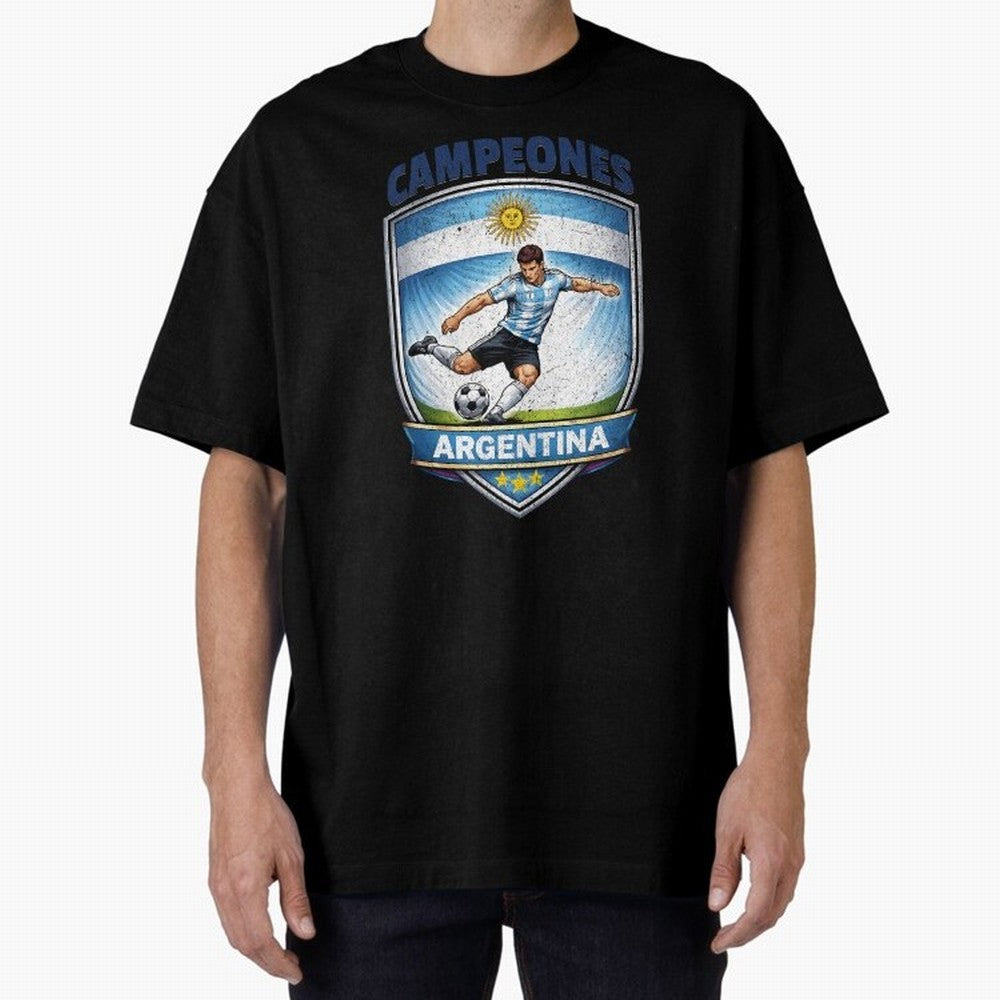 Argentina Vintage Soccer Badge - Campeones 3 Stars Essential T-Shirt Join the Countdown to Match Day Hype around FIFA World Cup 2026, CR7, Spain, Supporter Pride, Iconic Celebrations, Legendary Names and Global Match Day Energy; Perfect for Fans,