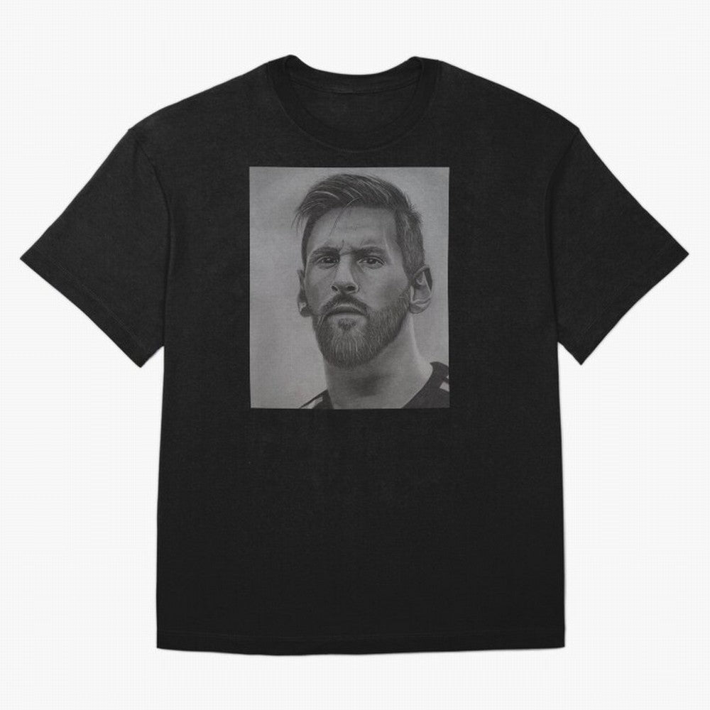 Messi Focused Portrait Art Classic T-Shirt Bring Home FIFA World Cup 2026 Group Stage for Fans of Neymar and Germany, Bringing Football Festival Excitement, Trophy Ambitions, Country Rivalries and Star Player Buzz; Perfect for Fans, Collectors,