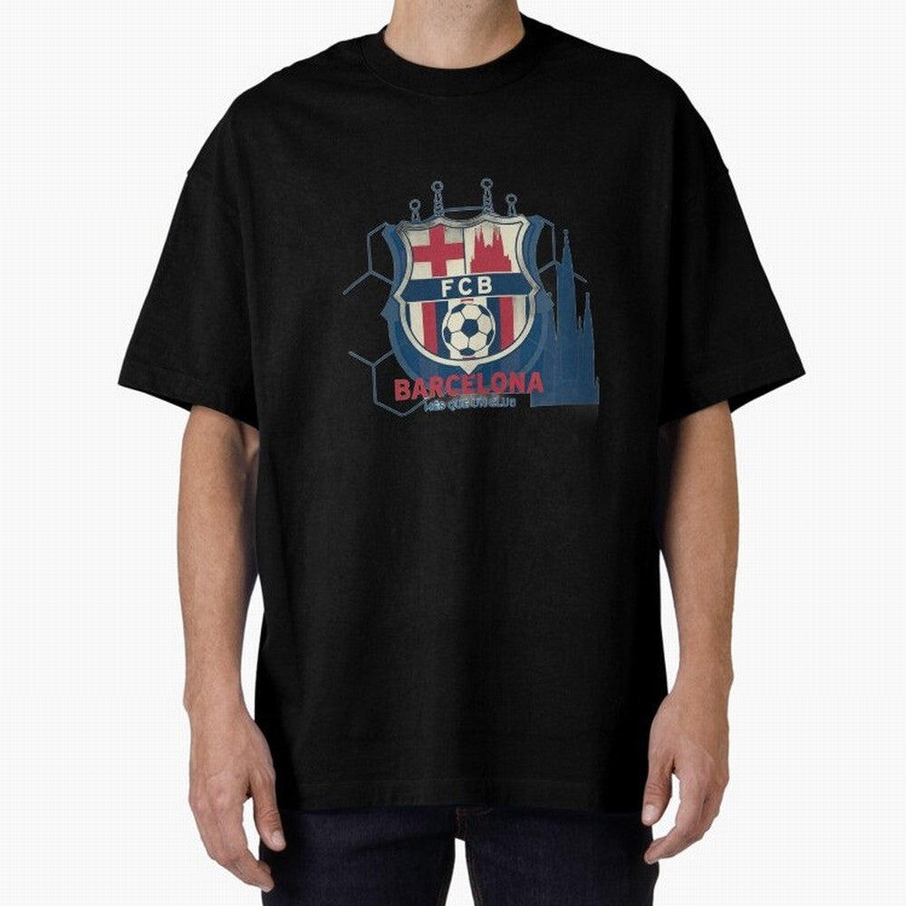 FCB Minimalist - Football Fan Design Oversized T-Shirt Enjoy the Biggest Football Party of FIFA World Cup 2026 USA Canada Mexico for Fans of Mbappe and Neymar and England, France and Netherlands, Bringing Game Day Rituals, Football Legends, Country