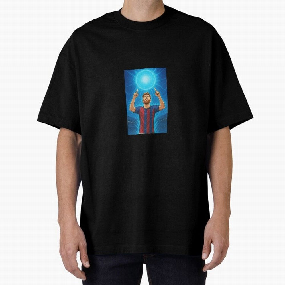 Barcelona Genkidama God Oversized T-Shirt Support FIFA World Cup 2026 USA Canada Mexico Spirit, Built around Netherlands, Messi, Neymar and Mbappe, Worldwide Fan Energy, Dramatic Goals, Stadium Lights and Championship Celebrations; Great for