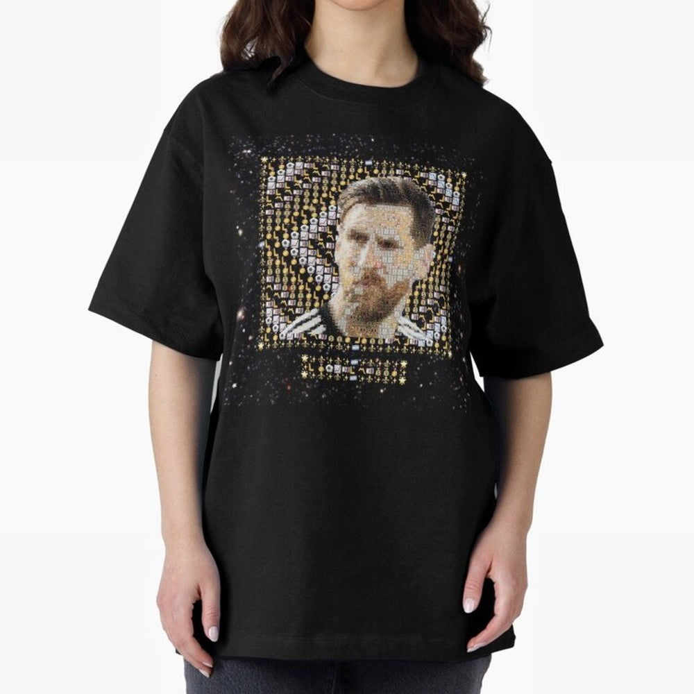 GOAT Emojified ¨C Messi-Inspired Visual Tribute | Legendary Football Grid Art | Iconic Symbolism in Emoji Form Oversized T-Shirt Show Your Tournament Heart for FIFA World Cup 2026 Group Stage Spirit, Made for Argentina and Brazil, Mbappe and