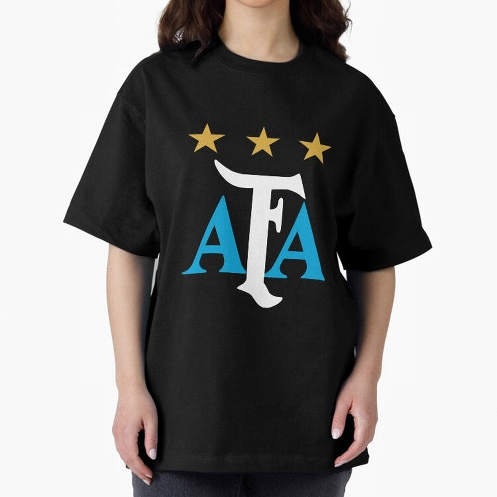 AFA logo - Argentina (light blue, white & gold) Oversized T-Shirt Share FIFA World Cup 2026 USA Canada Mexico for Fans of CR7 and Argentina, France and Brazil, Bringing Football Festival Excitement, Trophy Ambitions, Country Rivalries and Star