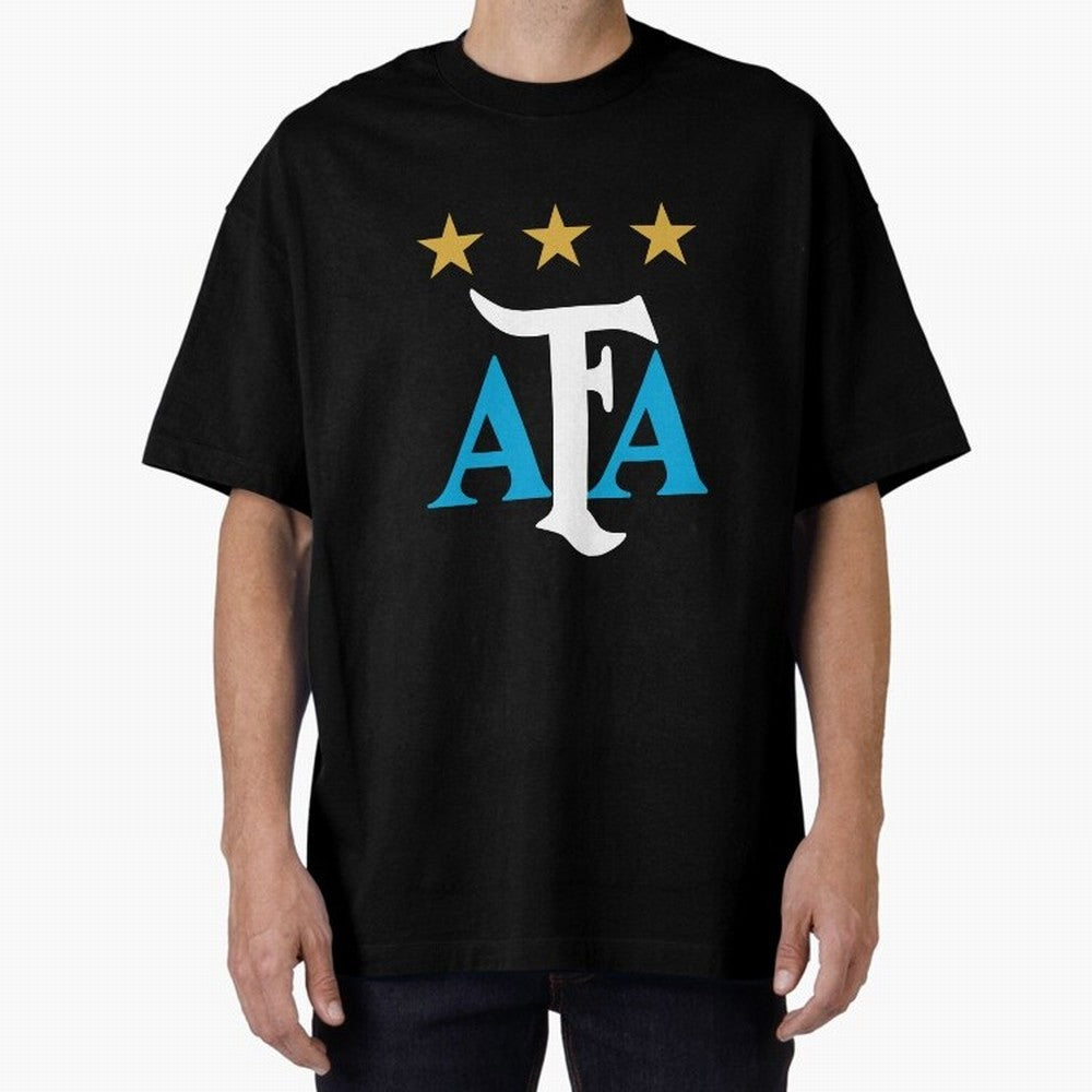AFA logo - Argentina (light blue, white & gold) Oversized T-Shirt Share FIFA World Cup 2026 USA Canada Mexico for Fans of CR7 and Argentina, France and Brazil, Bringing Football Festival Excitement, Trophy Ambitions, Country Rivalries and Star
