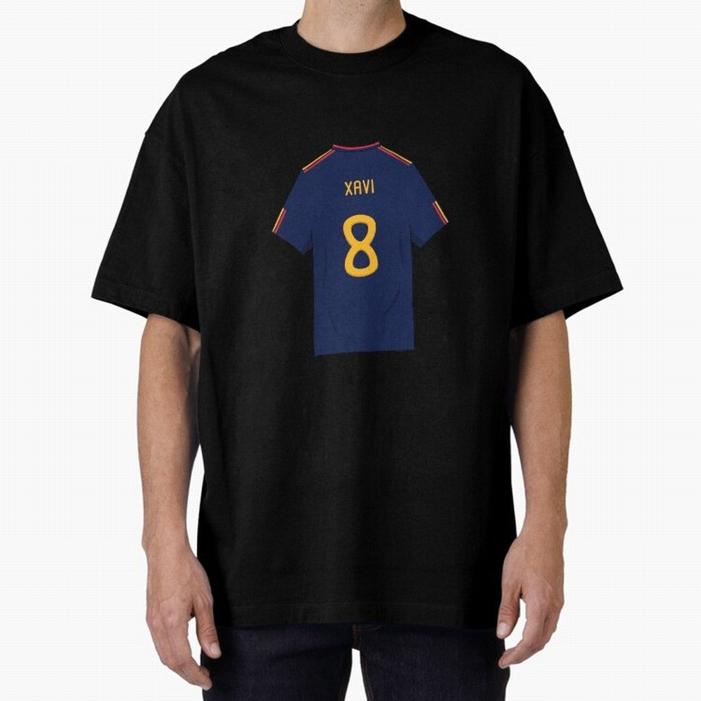 Xavi World Cup 2010 Jersey Oversized T-Shirt Show Passion for the Stars of FIFA World Cup 2026 Group Stage Celebrating CR7, Argentina Energy, Worldwide Fan Energy, Dramatic Goals, Stadium Lights and Championship Celebrations; Ideal for Fans Who