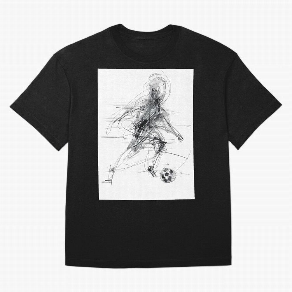 Abstract Soccer Player Sketch ¡ª Minimal Line Art Design Premium T-Shirt Celebrate the Magic of FIFA World Cup 2026 Group Stage Spirit, Driven by Portugal, Messi, Match Day Excitement, Supporter Culture, Golden Goals and Global Football Passion;