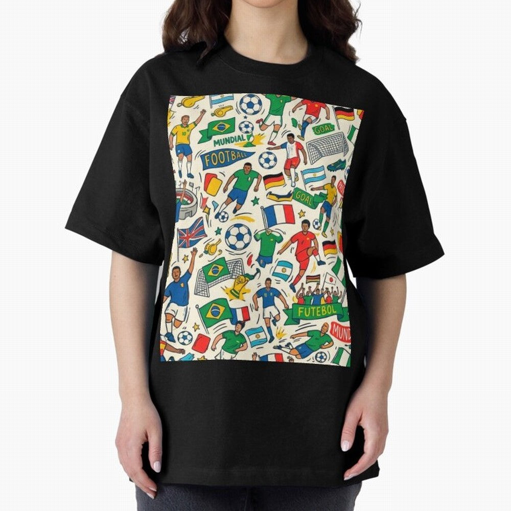 World Cup 2026: Global Football Fever Oversized T-Shirt Feel the Roar of Match Day Hype around FIFA World Cup 2026 Group Stage, Haaland, England and Germany, Football History, Final Match Energy, Crowd Noise and Once in a Lifetime Moments; Perfect