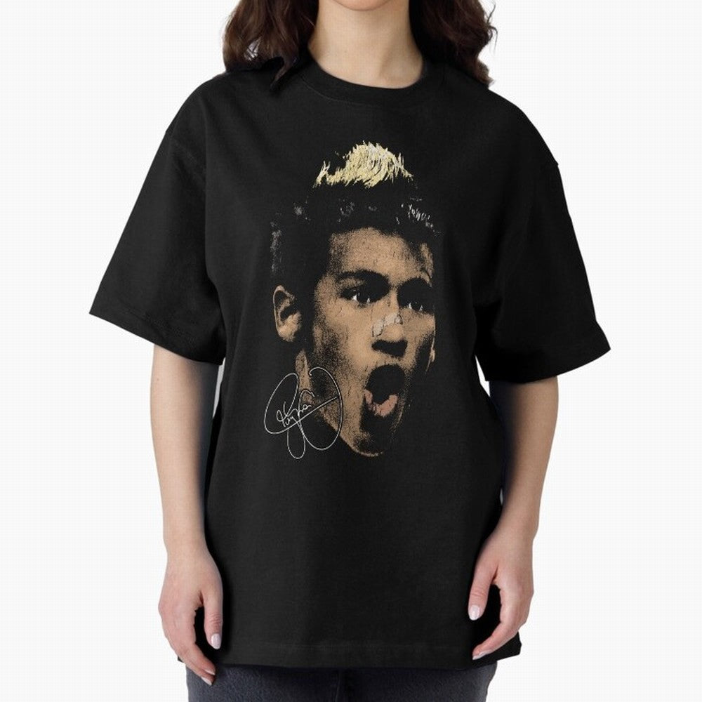 Young Neymar Illustration Oversized T-Shirt Live the Energy of Match Day Hype around FIFA World Cup 2026 USA Canada Mexico, Messi, CR7 and Mbappe, Spain and Netherlands, Fan Favorite Moments, National Team Passion, Big Match Drama and Soccer