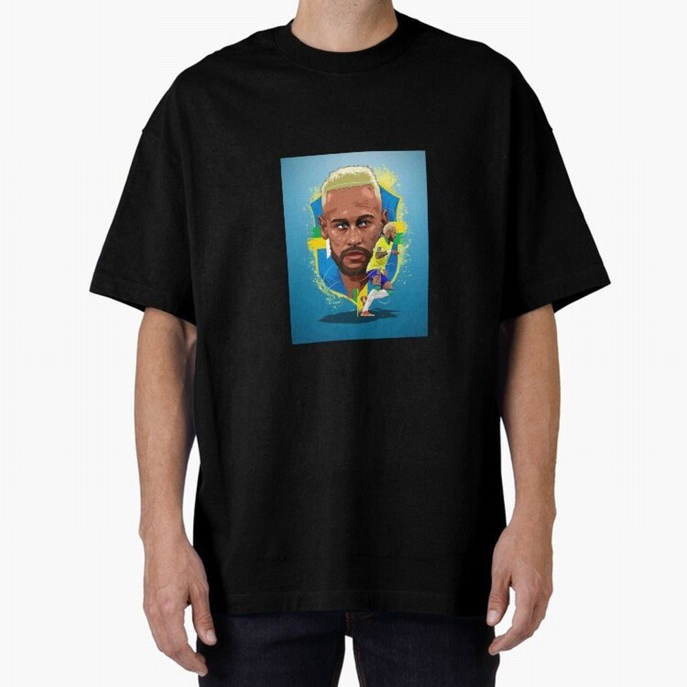 neymar art - neymar illustration T Shirt Oversized T-Shirt Celebrate Fan Favorites in FIFA World Cup 2026 for Fans of CR7 and Messi and England, Bringing Championship Spirit, Famous Goals, Roaring Crowds and International Football Unity; Great for
