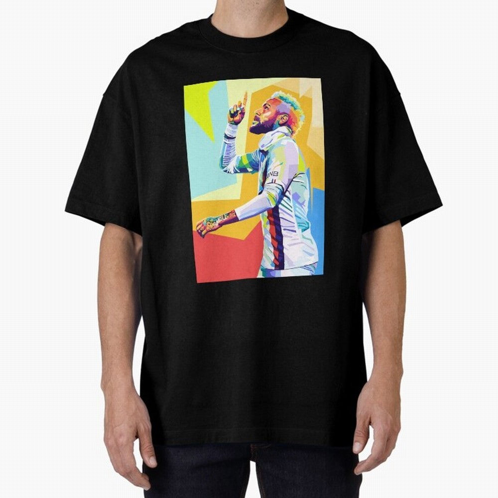 Neymar Jr Wpap pop art Oversized T-Shirt Treasure Match Day Hype around FIFA World Cup 2026 Group Stage, Haaland and Mbappe, Spain and Netherlands, Sports Nostalgia, International Competition, Famous Players and Unforgettable Victories; Ideal for
