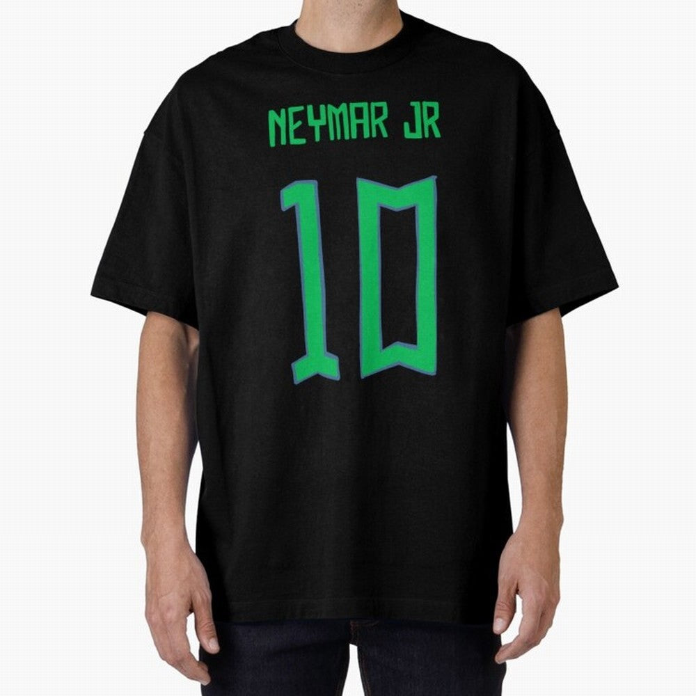 Neymar Jr #10 (Brazil) Oversized T-Shirt Celebrate Unforgettable Nights in Match Day Hype around FIFA World Cup 2026, Haaland, France and Portugal, Classic Soccer Heritage, Championship Pressure, Fan Loyalty and International Pride; Made for Die