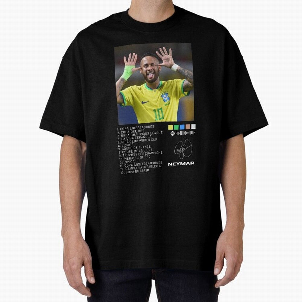 Neymar Brazil 10 Oversized T-Shirt Show Match Day Excitement for FIFA World Cup 2026 Group Stage Spirit, Inspired by Brazil, Portugal and Argentina, Cristiano Ronaldo, Haaland and CR7, Championship Spirit, Famous Goals, Roaring Crowds and