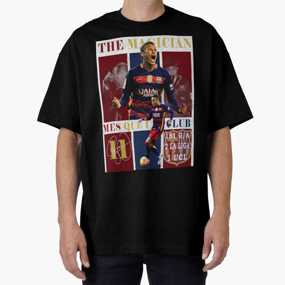 Neymar Jr Barcelona 2015 UCL Poster Classic T-Shirt Carry the Dream of FIFA World Cup 2026 USA Canada Mexico for Fans of Cristiano Ronaldo, Haaland and CR7 and Argentina and Brazil, Bringing Retro Football Energy, Iconic Rivalries, Trophy Chase