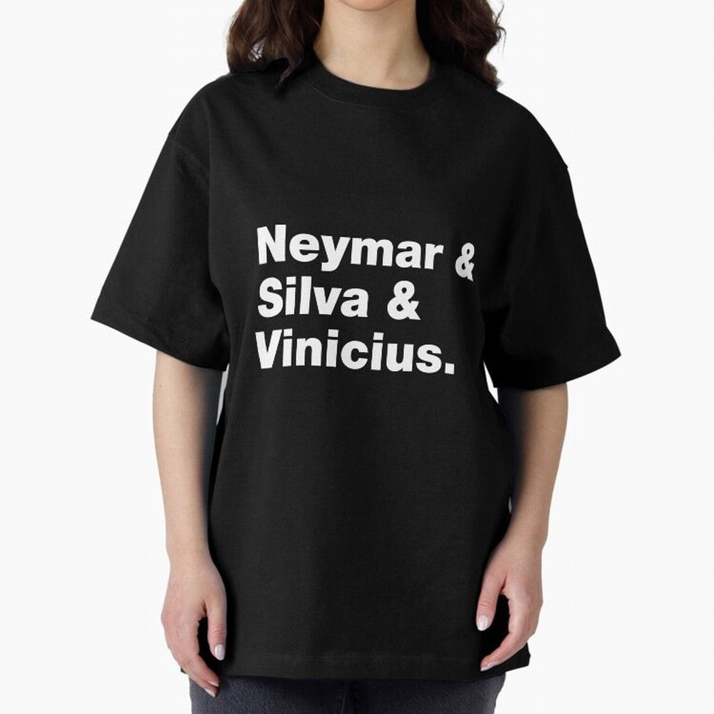 Neymar + Silva + Vinicius - Brazil Brazilian World Cup Squad Team Players Football Soccer Qatar WC 22 Oversized T-Shirt Bring a Vintage Feel to Match Day Hype around FIFA World Cup 2026 Group Stage, Haaland, England, Stadium Chants, National Pride,