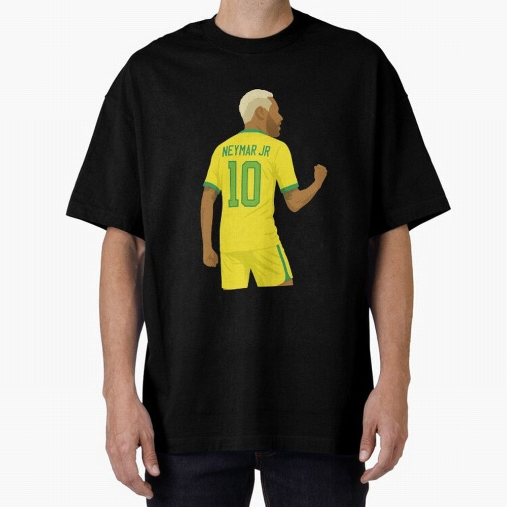 Neymar Jr in Yellow Glory Sticker Oversized T-Shirt Bring a Vintage Feel to FIFA World Cup 2026 Group Stage for Fans of Cristiano Ronaldo, Haaland and CR7 and France and Portugal, Bringing Vintage Soccer Flavor, Modern Football Stars, National