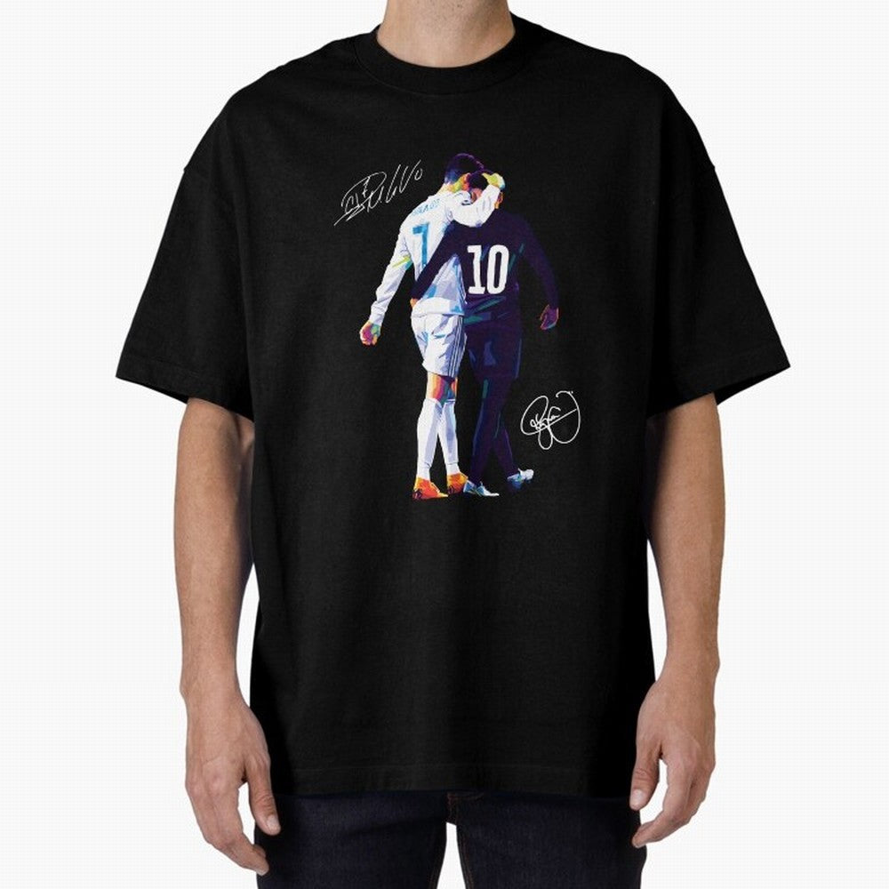 Cristiano Ronaldo and Neymar Jr Wpap Art Oversized T-Shirt Join the Countdown to FIFA World Cup 2026 Group Stage for Fans of Neymar, Haaland and Cristiano Ronaldo and Portugal, Bringing Worldwide Fan Energy, Dramatic Goals, Stadium Lights and