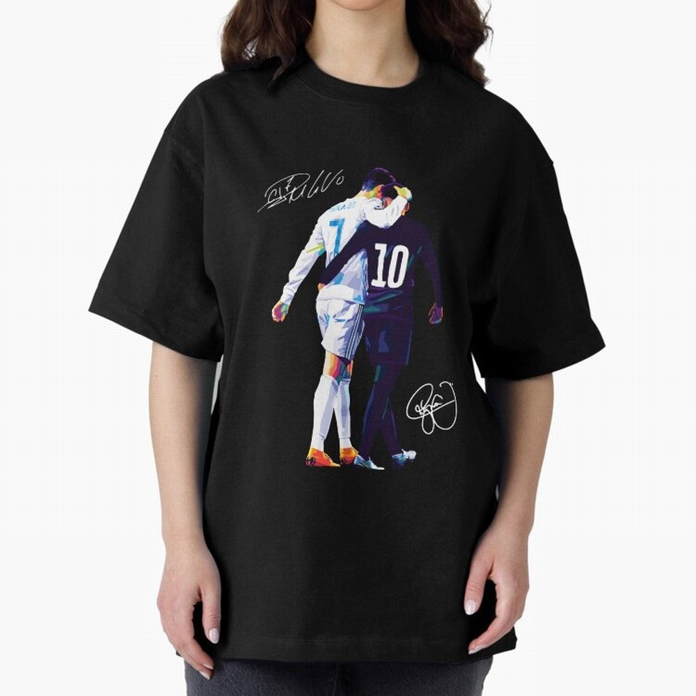 Cristiano Ronaldo and Neymar Jr Wpap Art Oversized T-Shirt Join the Countdown to FIFA World Cup 2026 Group Stage for Fans of Neymar, Haaland and Cristiano Ronaldo and Portugal, Bringing Worldwide Fan Energy, Dramatic Goals, Stadium Lights and
