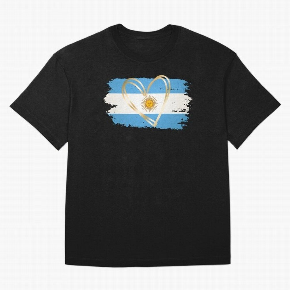 ARGENTINA FLAG WITH GOLDEN HEART Classic T-Shirt Treasure the FIFA World Cup 2026 USA Canada Mexico Journey through CR7 and Messi Highlights, Brazil Pride, Soccer Culture, Superstar Moments, National Team Dreams and Competitive Fire; Ideal for Fans