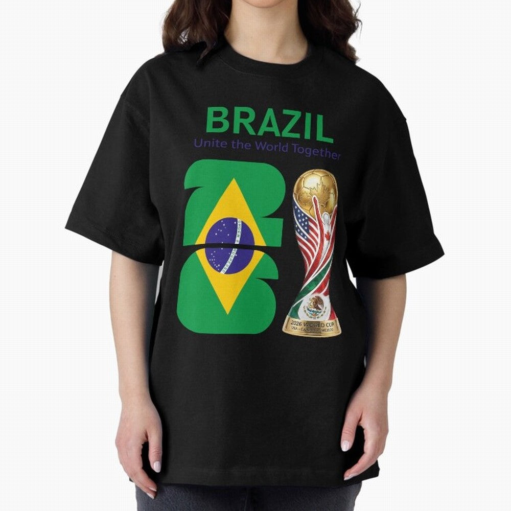 World Cup 2026, IMG 018, BRAZIL 002 Oversized T-Shirt Represent FIFA World Cup 2026 for Fans of Messi and Cristiano Ronaldo and Netherlands, Bringing Supporter Pride, Iconic Celebrations, Legendary Names and Global Match Day Energy; Ideal for Fans