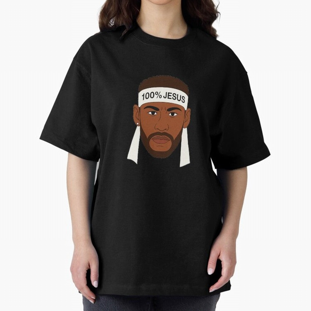 100% JESUS Neymar Inspired Minimalist Art Oversized T-Shirt Celebrate Football Heritage in the FIFA World Cup 2026 USA Canada Mexico Journey through CR7 Highlights, Portugal, Spain and Germany Pride, Vintage Soccer Flavor, Modern Football Stars,