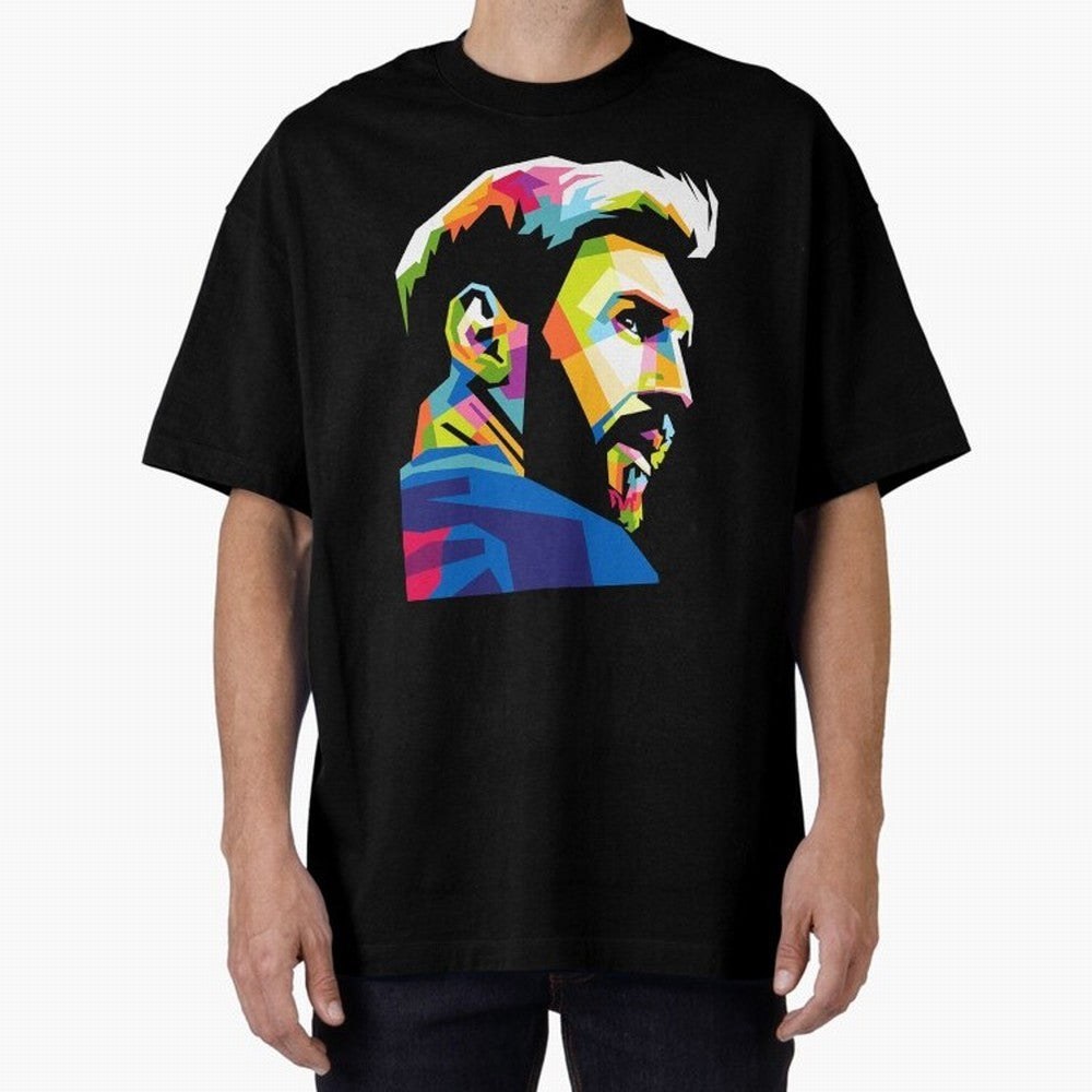 Wpap Leo Messi Graphic Oversized T-Shirt Spotlight Match Day Hype around FIFA World Cup 2026 Group Stage, Messi, Brazil, Retro Football Energy, Iconic Rivalries, Trophy Chase Drama and Stadium Atmosphere; Built for Supporters Chasing Trophy Dreams,