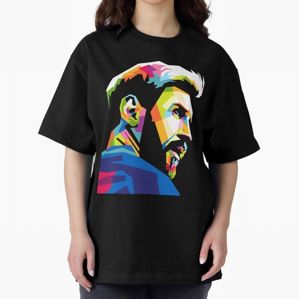 Wpap Leo Messi Graphic Oversized T-Shirt Spotlight Match Day Hype around FIFA World Cup 2026 Group Stage, Messi, Brazil, Retro Football Energy, Iconic Rivalries, Trophy Chase Drama and Stadium Atmosphere; Built for Supporters Chasing Trophy Dreams,