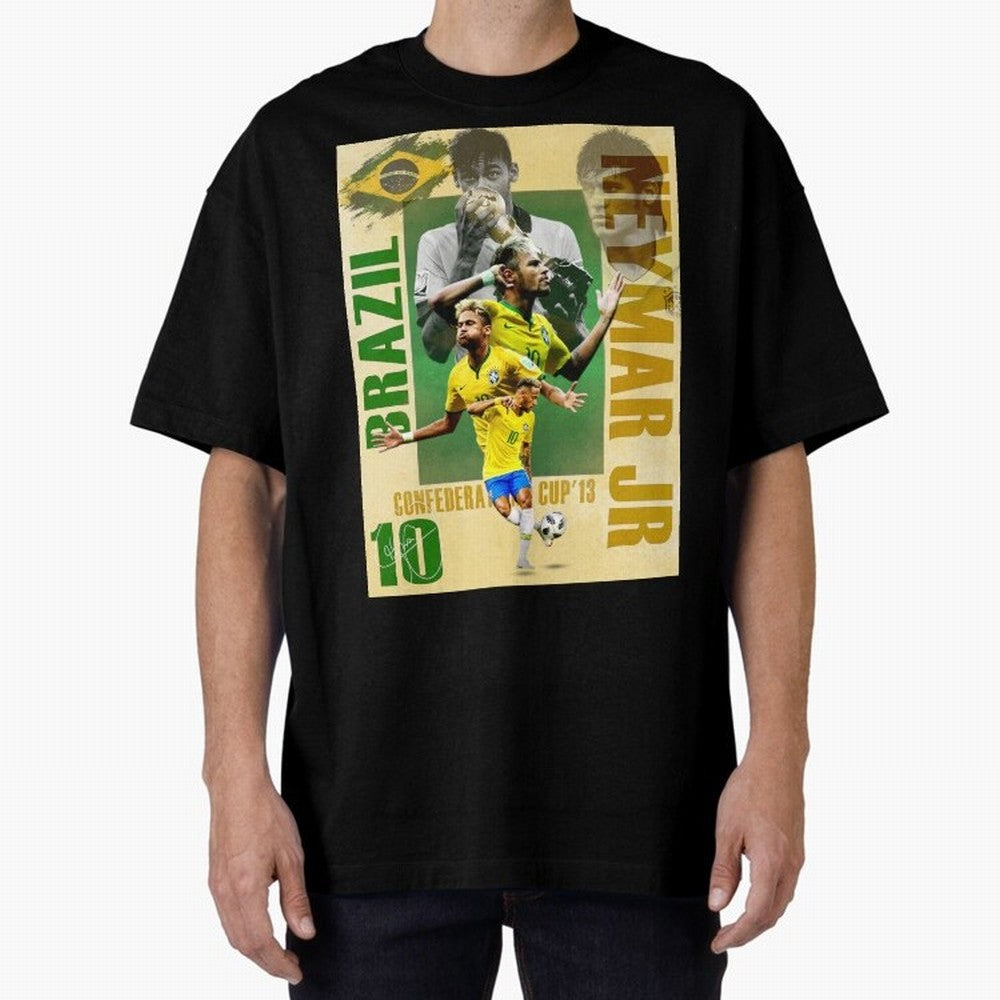 Neymar Jr Brazil World Cup Poster, Soccer Football Wall Art Print Decor Premium T-Shirt Keep the Match Day Mood of the FIFA World Cup 2026 Group Stage Journey through Messi, CR7 and Mbappe Highlights, England and Germany Pride, Football Passion,