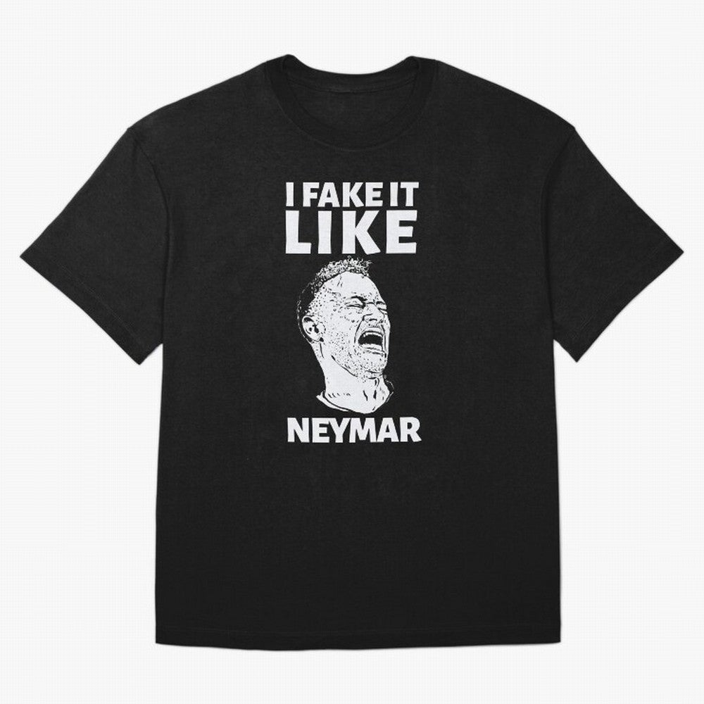 I FAKE IT LIKE NEYMAR Oversized T-Shirt Fuel the Hype around Global Football Passion for FIFA World Cup 2026, Highlighting Mbappe, Argentina, Classic Soccer Heritage, Championship Pressure, Fan Loyalty and International Pride; Ideal for Fans Who