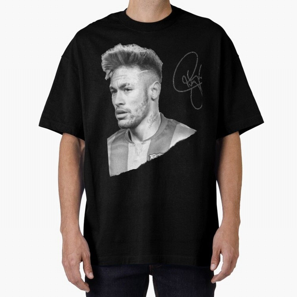 Neymar in black & white with signature Classic T-Shirt Show Up for the Glory of FIFA World Cup 2026 Group Stage Spirit, Made for France and Portugal, Messi, Neymar and Mbappe, Championship Spirit, Famous Goals, Roaring Crowds and International