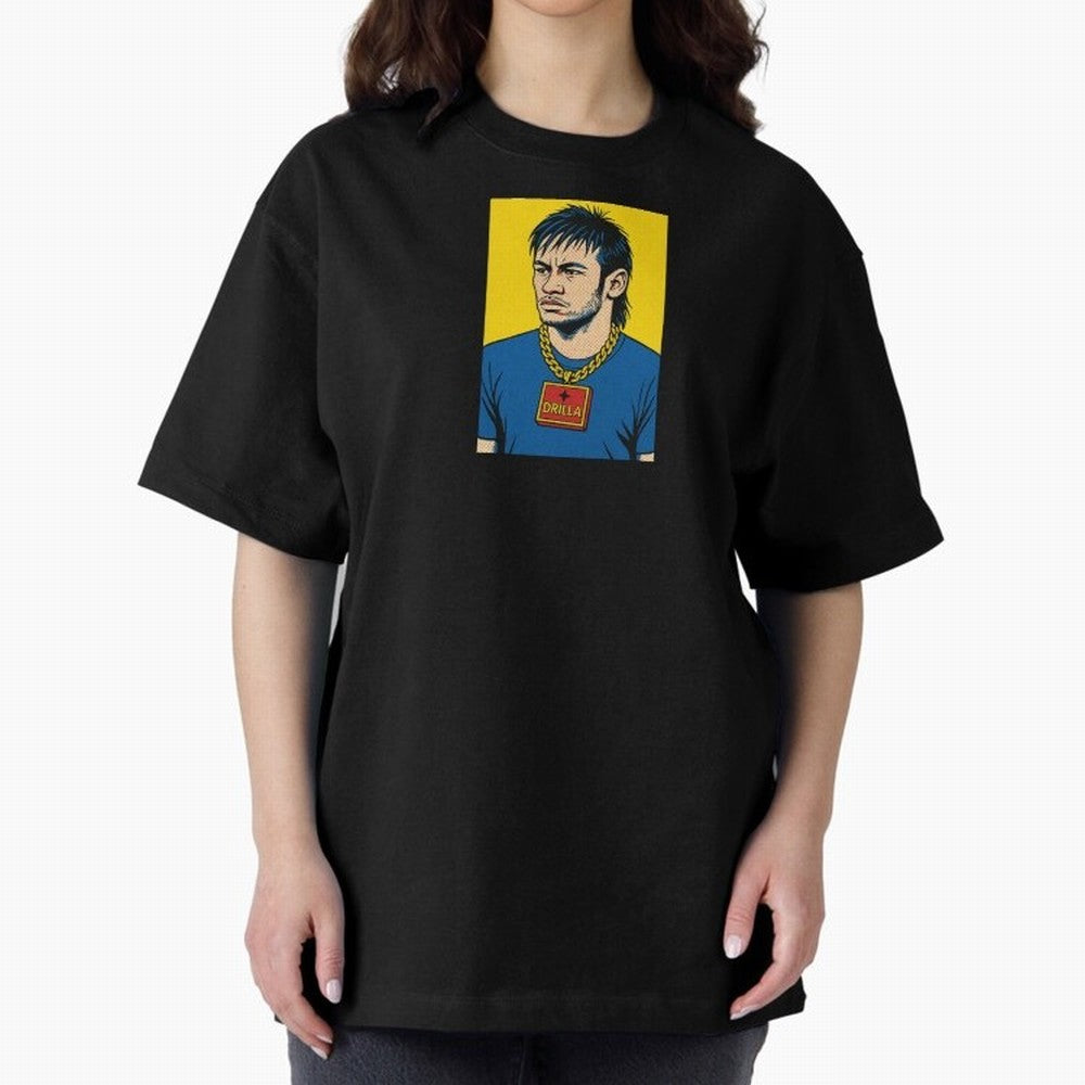 Drilla Clothing Neymar Popart Print T Shirt Oversized T-Shirt Support Your Favorite Stars during FIFA World Cup 2026 for Fans of Cristiano Ronaldo and Germany, Bringing Football History, Final Match Energy, Crowd Noise and Once in a Lifetime