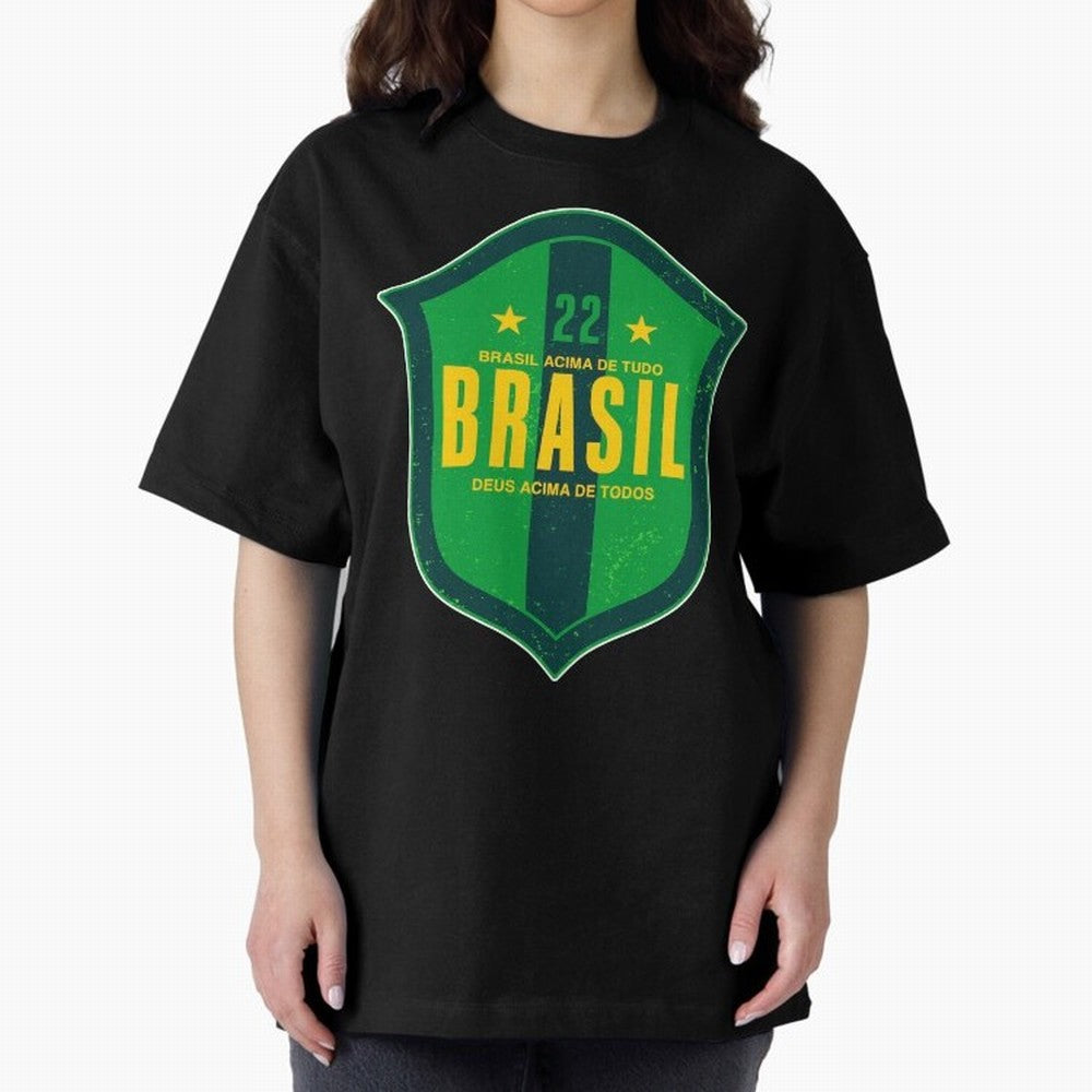BRAS?O BRASIL 22 Oversized T-Shirt Make Every Match About FIFA World Cup 2026 Group Stage for Fans of Neymar, Haaland and Cristiano Ronaldo and Argentina, Bringing Classic Soccer Heritage, Championship Pressure, Fan Loyalty and International Pride;