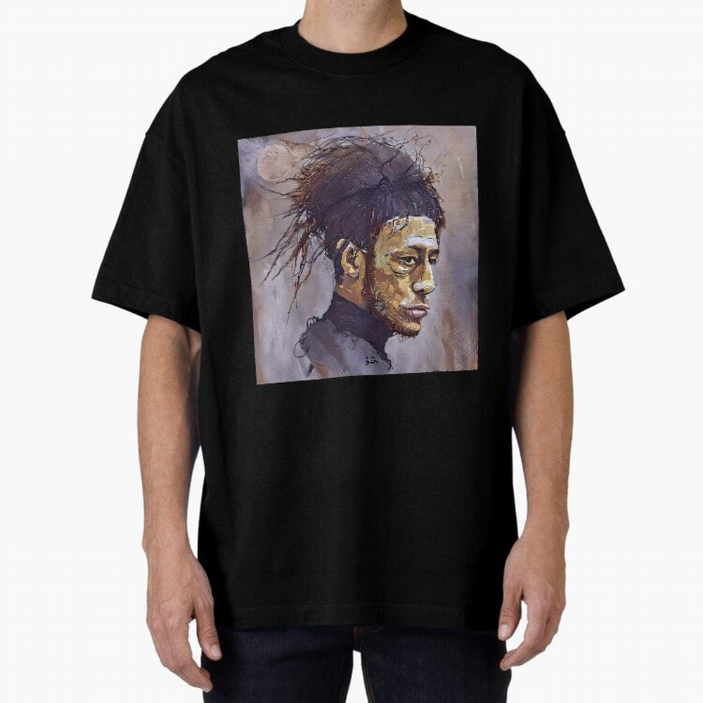sketch of Neymar Oversized T-Shirt Feel International Energy from Global Football Passion for FIFA World Cup 2026 Group Stage, Highlighting Messi, Neymar and Mbappe, Brazil, Champion Mindset, Group Stage Buzz, Knockout Tension and Passionate Fan