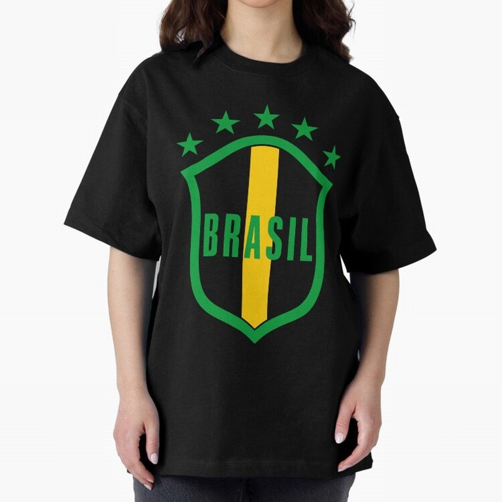 BRASIL LOGO 002 Oversized T-Shirt Celebrate Fan Culture around the FIFA World Cup 2026 Journey through Neymar, Haaland and Cristiano Ronaldo Highlights, Portugal, Spain and Germany Pride, Vintage Soccer Flavor, Modern Football Stars, National Flags