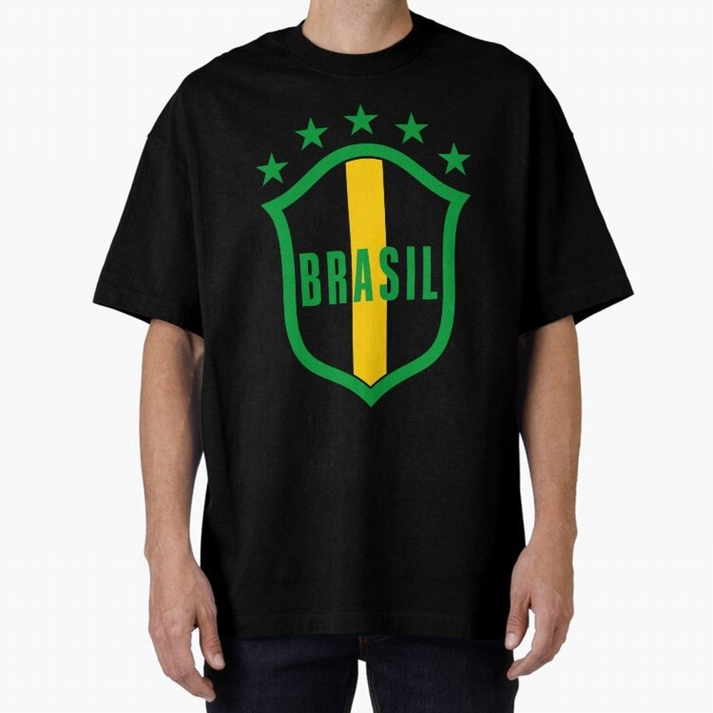 BRASIL LOGO 002 Oversized T-Shirt Celebrate Fan Culture around the FIFA World Cup 2026 Journey through Neymar, Haaland and Cristiano Ronaldo Highlights, Portugal, Spain and Germany Pride, Vintage Soccer Flavor, Modern Football Stars, National Flags