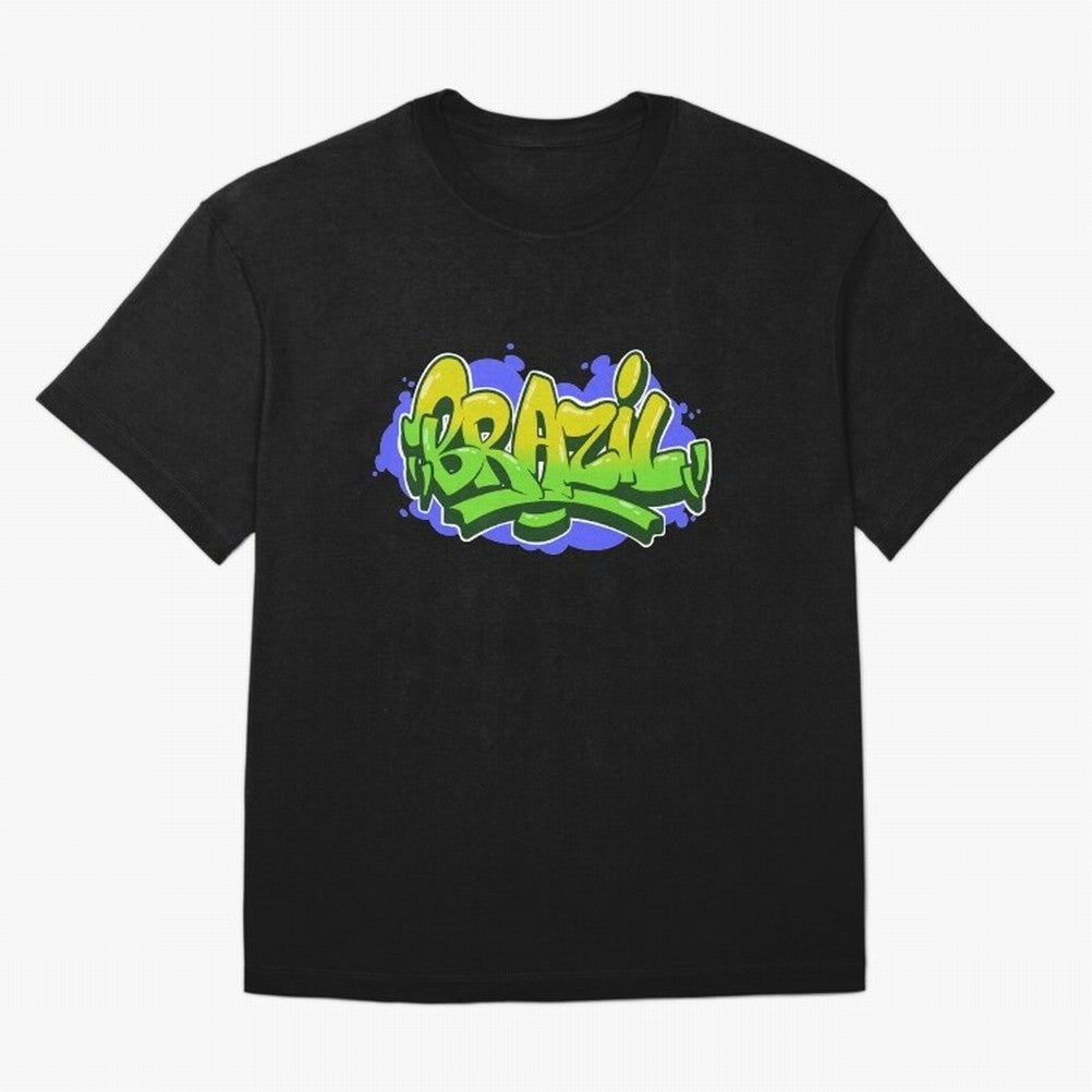 Brazil Graffiti Classic T-Shirt Celebrate Unforgettable Nights in FIFA World Cup 2026 Group Stage Spirit, Highlighting Argentina, Messi and Cristiano Ronaldo, Global Supporter Spirit, Legendary Goals, National Colors and Tournament Celebration;