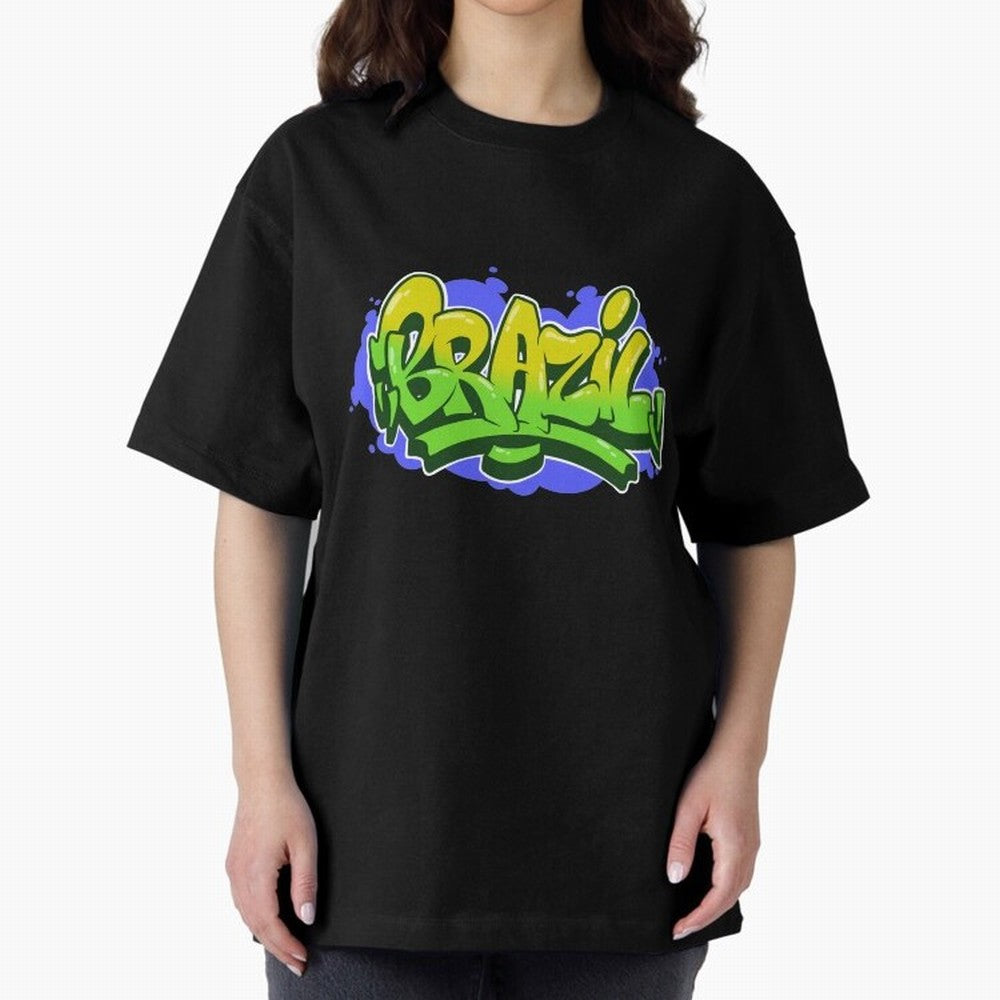Brazil Graffiti Classic T-Shirt Celebrate Unforgettable Nights in FIFA World Cup 2026 Group Stage Spirit, Highlighting Argentina, Messi and Cristiano Ronaldo, Global Supporter Spirit, Legendary Goals, National Colors and Tournament Celebration;