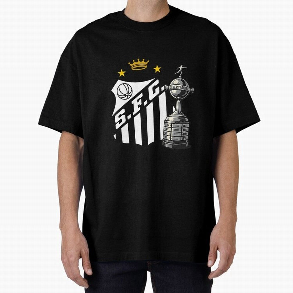 Santos Of Brazil With The Libertadores Cup Oversized T-Shirt Make the Season About FIFA World Cup 2026 USA Canada Mexico Capturing CR7, France Energy, Football Festival Excitement, Trophy Ambitions, Country Rivalries and Star Player Buzz; Great for
