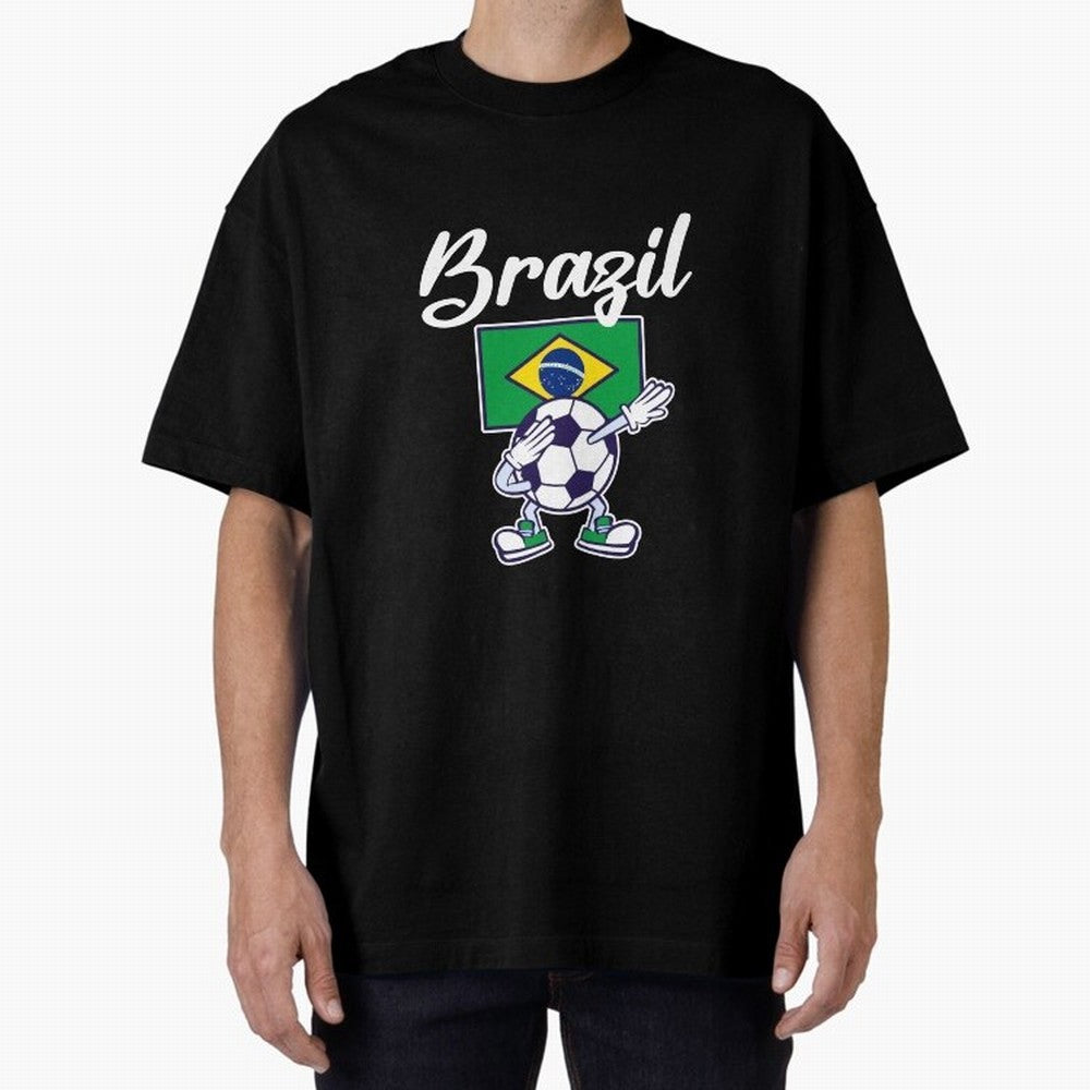 BRAZIL - Dabbing Football Soccer Ball - BRAZIL Classic T-Shirt Bring Retro Soccer Energy to Match Day Hype around FIFA World Cup 2026, Haaland, Argentina and Brazil, Game Day Rituals, Football Legends, Country Pride and the Road to the Final; Built
