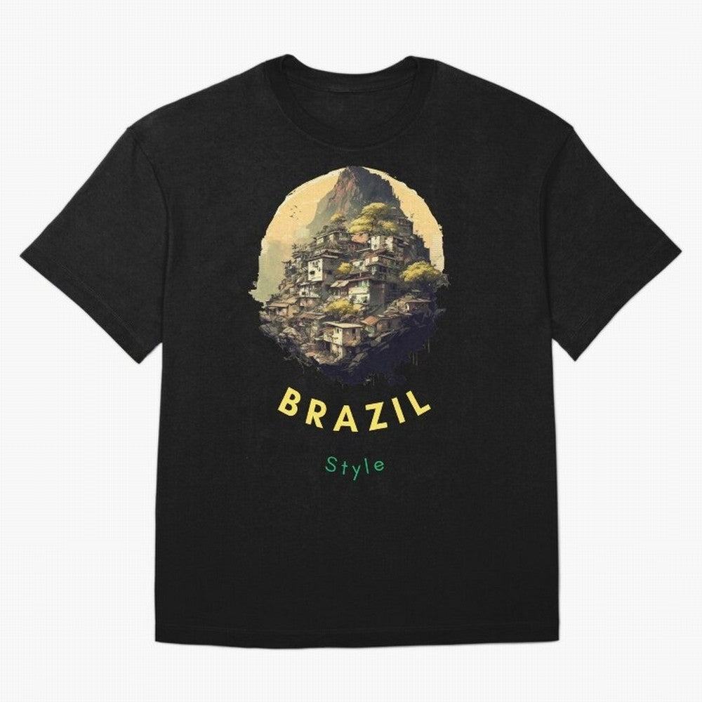 Brazil Style, Japanese Architecture Oversized T-Shirt Cheer through Every Moment of Global Football Passion for FIFA World Cup 2026, Driven by Mbappe, Brazil, Portugal and Argentina, Goal Celebration Energy, Supporter Heritage, Football Icons and