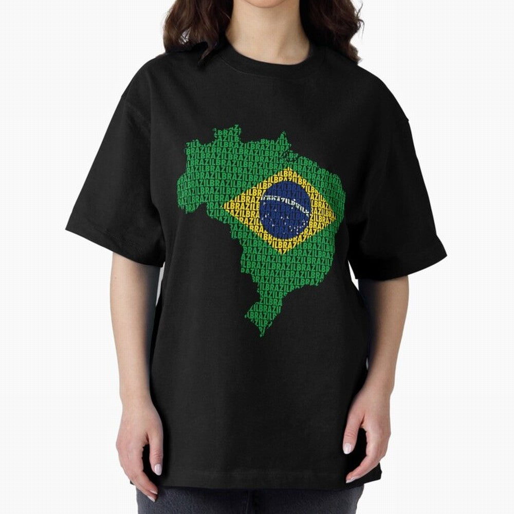 Map of Brazil (Brazil) Oversized T-Shirt Join the Countdown to Match Day Hype around FIFA World Cup 2026 Group Stage, Messi, Neymar and Mbappe, Argentina, France and Brazil, Tournament Hype, Historic Matchups, Family Viewing Parties and Global