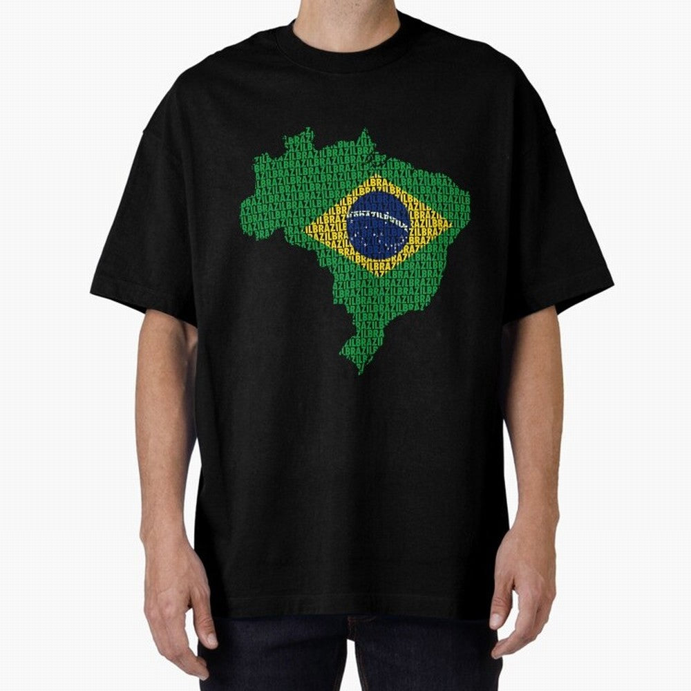 Map of Brazil (Brazil) Oversized T-Shirt Join the Countdown to Match Day Hype around FIFA World Cup 2026 Group Stage, Messi, Neymar and Mbappe, Argentina, France and Brazil, Tournament Hype, Historic Matchups, Family Viewing Parties and Global