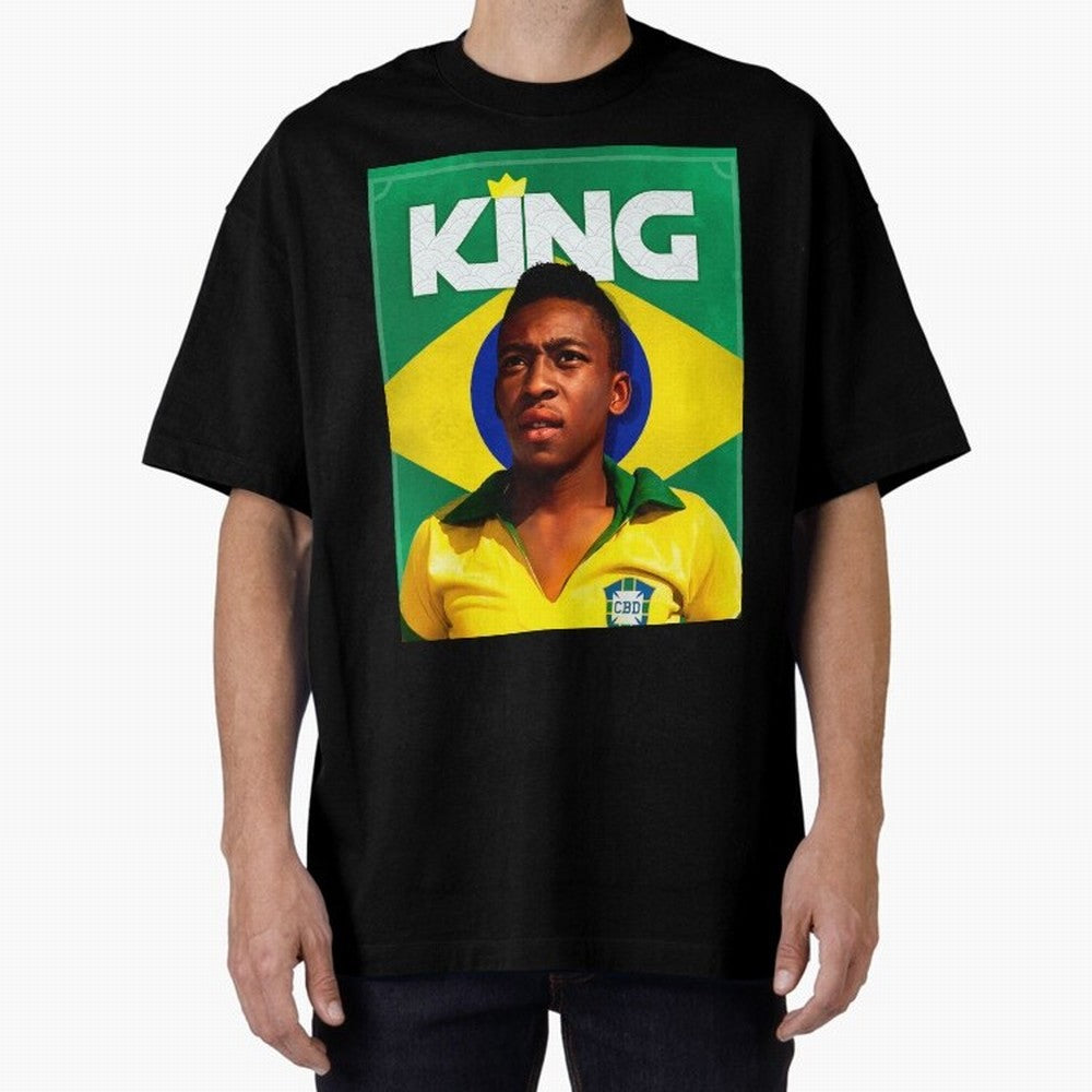 King Pele Oversized T-Shirt Celebrate FIFA World Cup 2026 USA Canada Mexico Connected to Haaland and Mbappe, Brazil, Portugal and Argentina Energy, Fan Favorite Moments, National Team Passion, Big Match Drama and Soccer History; Great for