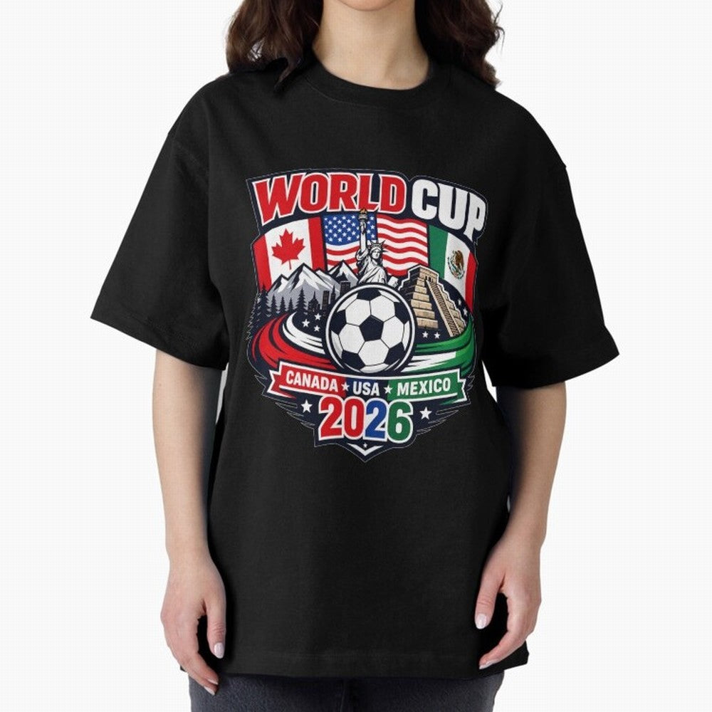 FIFA World Cup 2026 Classic T-Shirt Represent FIFA World Cup 2026 Group Stage Driven by Neymar, Haaland and Cristiano Ronaldo, Brazil Energy, Retro Football Energy, Iconic Rivalries, Trophy Chase Drama and Stadium Atmosphere; Ideal for Passionate