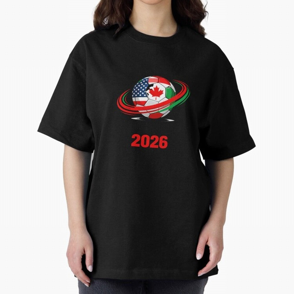 World Cup 2026, Soccer Ball, USA Canada Mexico Football Classic T-Shirt Fuel the Hype around Global Football Passion for FIFA World Cup 2026 USA Canada Mexico, Highlighting Cristiano Ronaldo, Portugal, Football Festival Excitement, Trophy